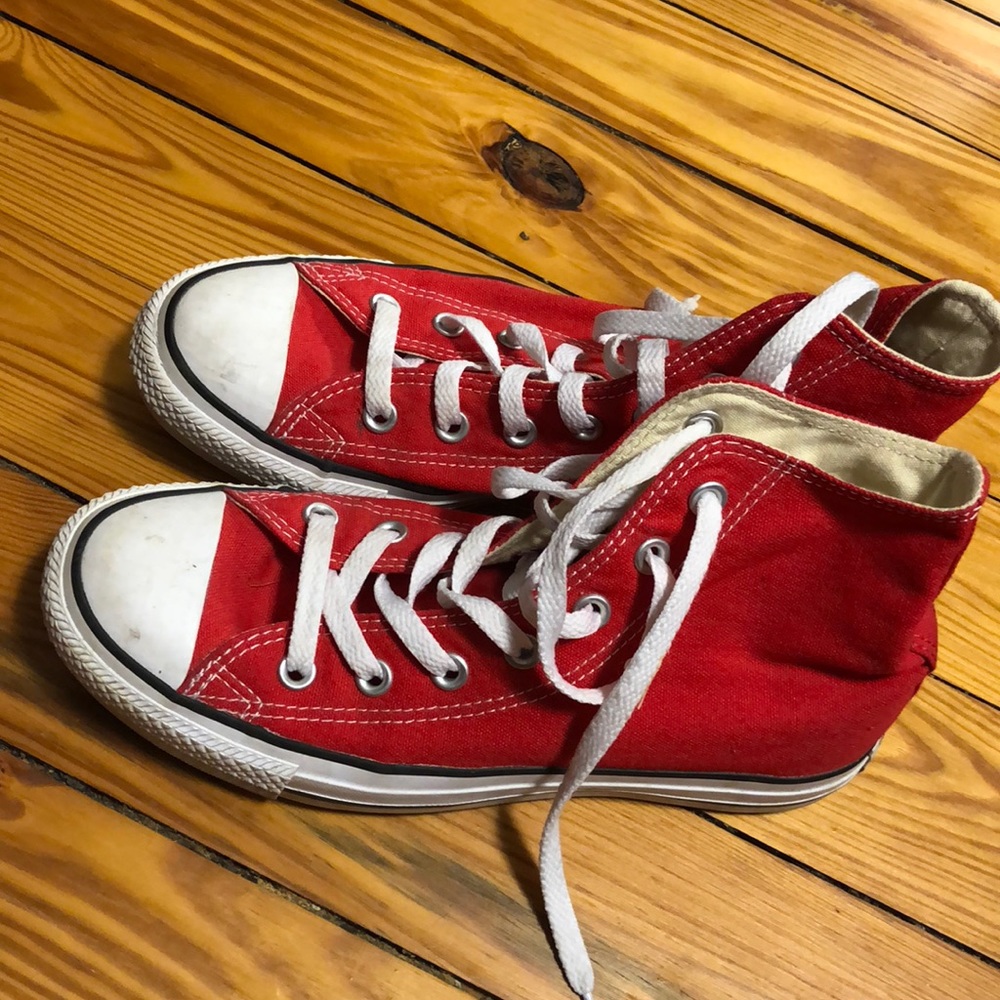 Red converse all star high tops